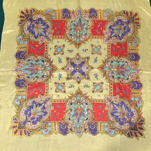 Red and Yellow pure silk foulard Made in Italy